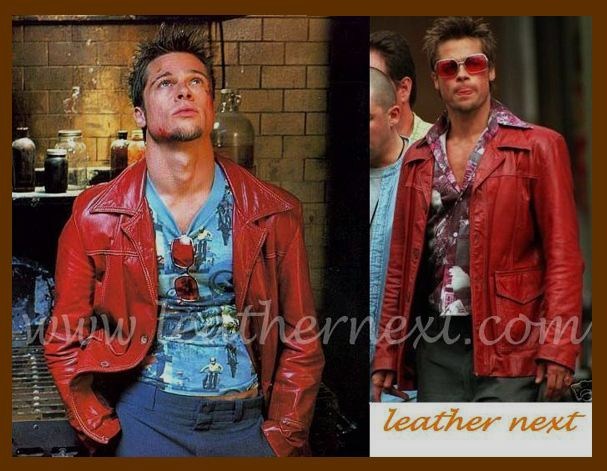 Fight Club Brad Pitt Black Leather Jacket | Feather Skin |
